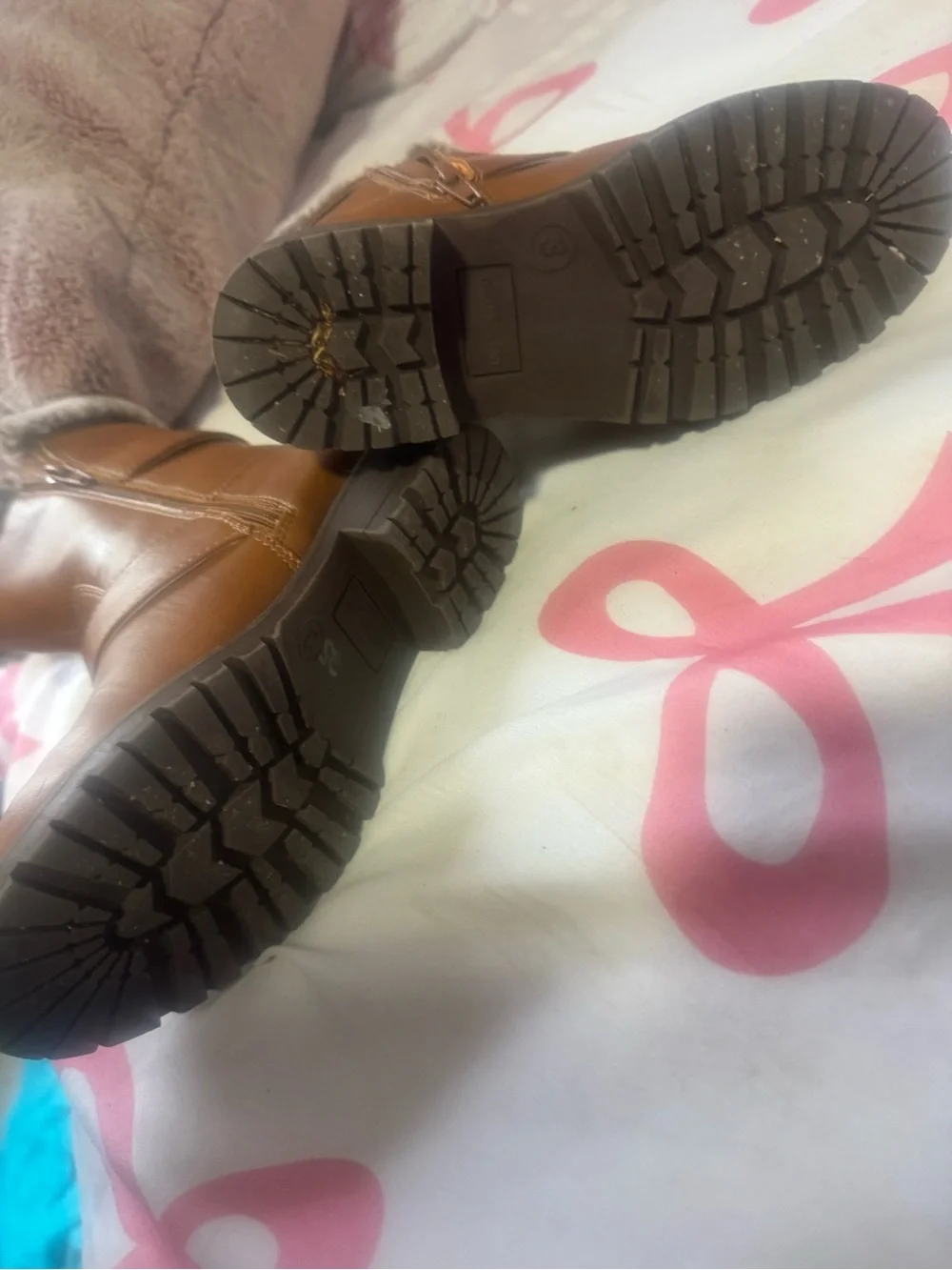 Madden Girl Tan Faux-Fur Cuffed Ankle Boots
